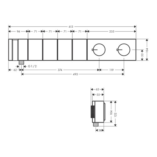 Immagine di Axor EDGE modulo termostatico Select 610/100, ad incasso, per 4 utenze, finitura cromo 46720000