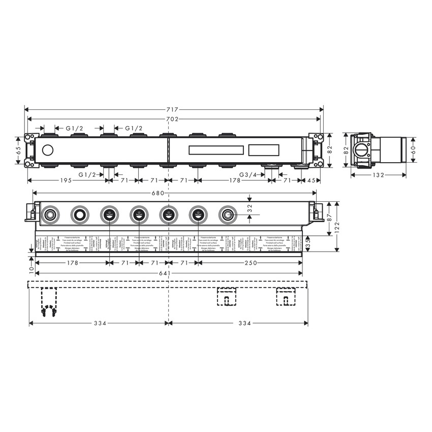 Immagine di Axor Corpo incasso set base per modulo termostatico Seleziona per 5 funzioni 18313180