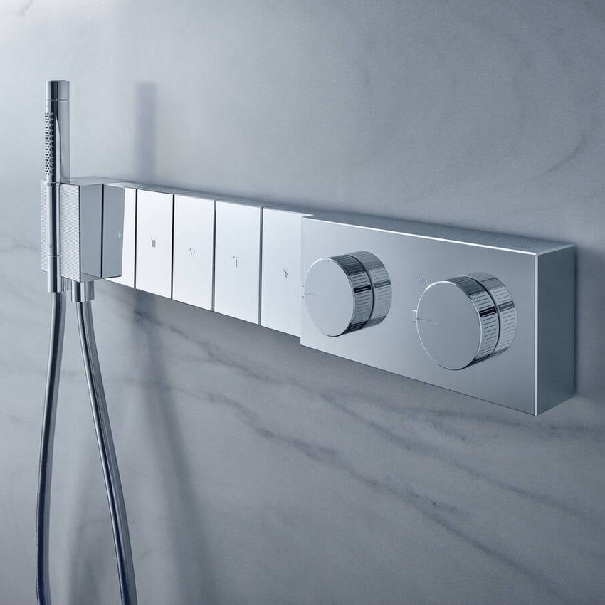 Immagine di Axor EDGE modulo termostatico Select 680/100, ad incasso, per 5 utenze, con taglio a diamante, finitura cromo 46731000