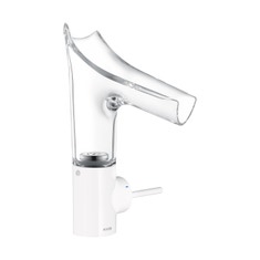 Immagine di Axor STARCK V miscelatore monocomando lavabo 140, con bocca in vetro e set di scarico, colore bianco 12112450
