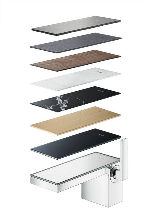 Immagine di Axor MYEDITION miscelatore monocomando lavabo 70, con set scarico push-open, finitura cromo e vetro a specchio 47010000