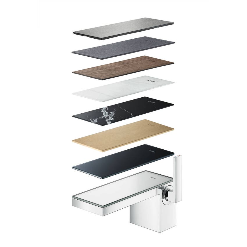 Immagine di Axor MYEDITION miscelatore monocomando lavabo 70, con set scarico push-open, finitura cromo e vetro a specchio 47010000