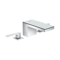 Immagine di Axor MYEDITION rubinetteria 3 fori lavabo 70, con set scarico push-open, finitura cromo e vetro a specchio 47050000