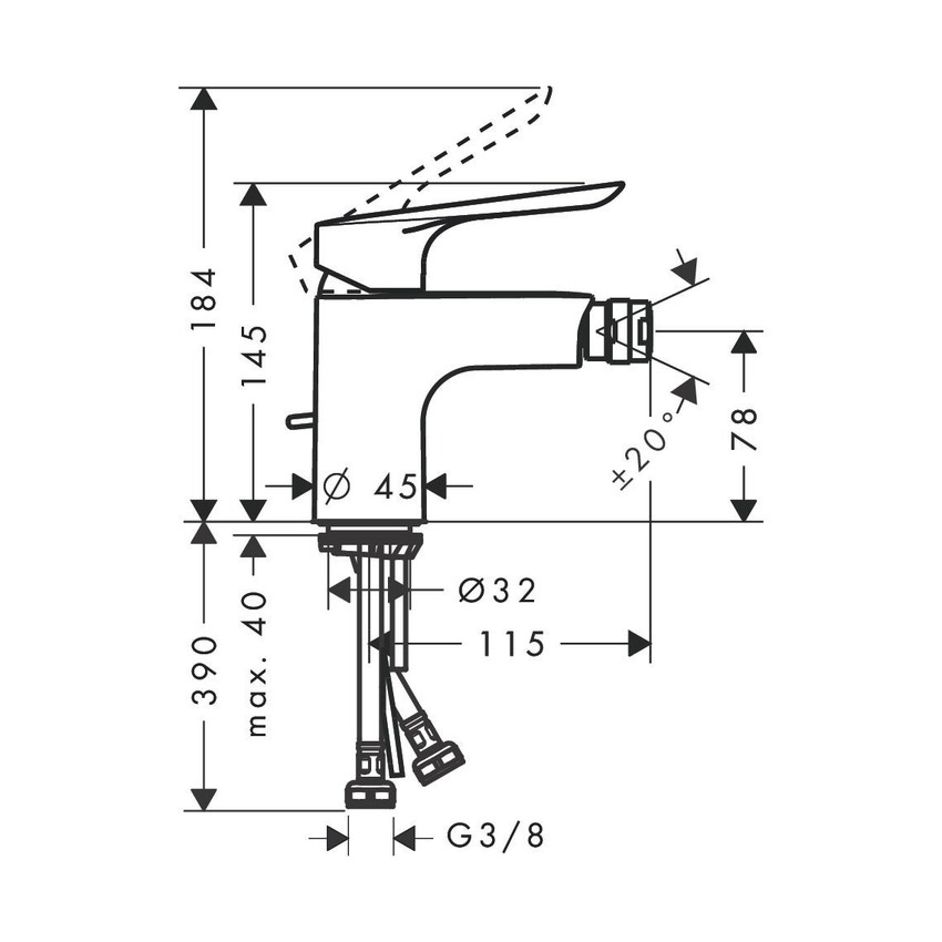 Immagine di Hansgrohe LOGIS E set rubinetteria con miscelatore lavabo con scarico e miscelatore bidet con scarico, con piletta in ottone, finitura cromo SETLOGE001