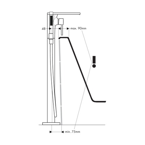 Immagine di Axor MASSAUD miscelatore monocomando vasca, a pavimento, finitura cromo 18450000
