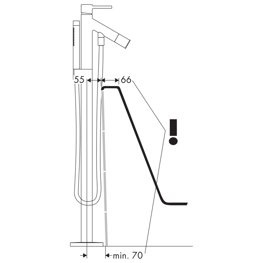 Immagine di Axor STARCK miscelatore vasca a 2 maniglie a pavimento, finitura cromo 10458000