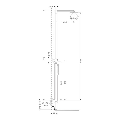 Immagine di Axor STARCK colonna doccia, con miscelatore termostatico e soffione doccia piatto 1 jet, finitura bronzo satinato 10912140
