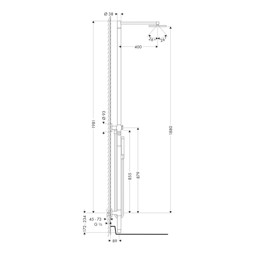Immagine di Axor STARCK colonna doccia, con miscelatore termostatico e soffione doccia piatto 1 jet, finitura bronzo satinato 10912140
