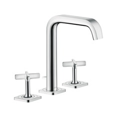 Immagine di Axor CITTERIO E rubinetteria 3 fori lavabo 170, con set di scarico pop-up e piastrine, finitura cromo 36108000