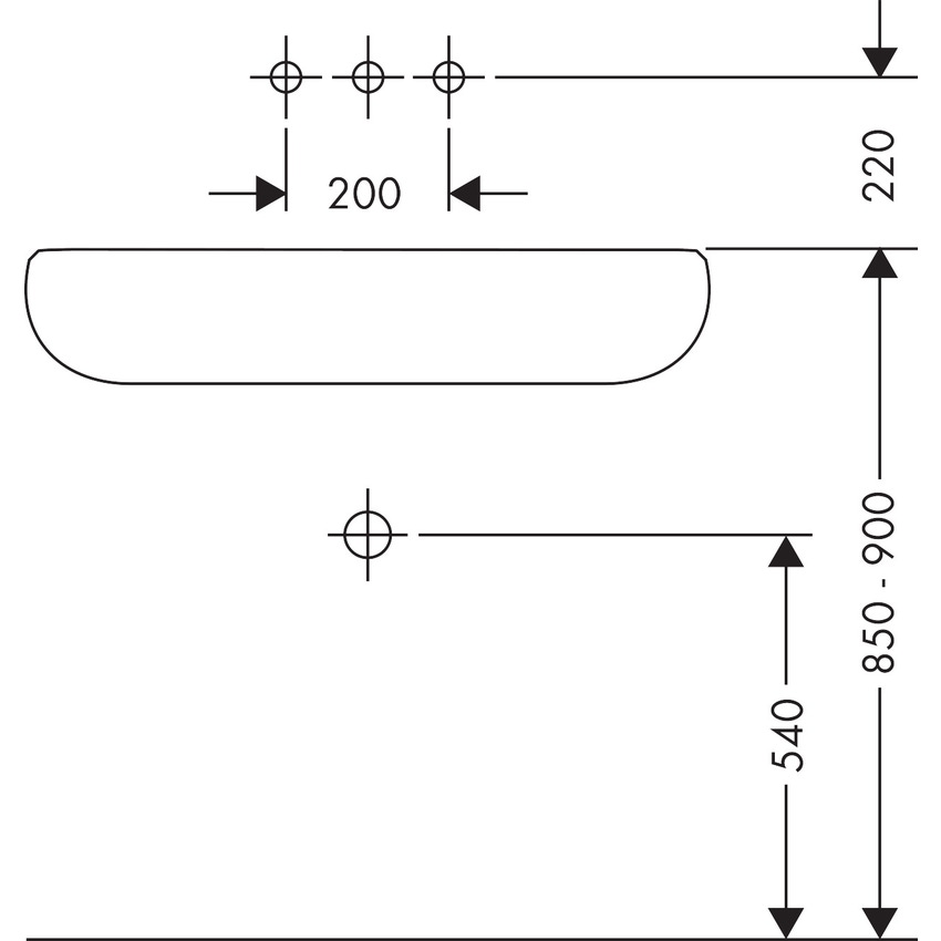 Immagine di Axor CITTERIO E rubinetteria 3 fori lavabo, ad incasso a parete, con bocca d'erogazione 22 cm e piastra, finitura cromo 36115000