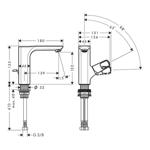 Immagine di Axor URQUIOLA miscelatore monocomando lavabo 130, con set di scarico pop-up, finitura cromo 11020000