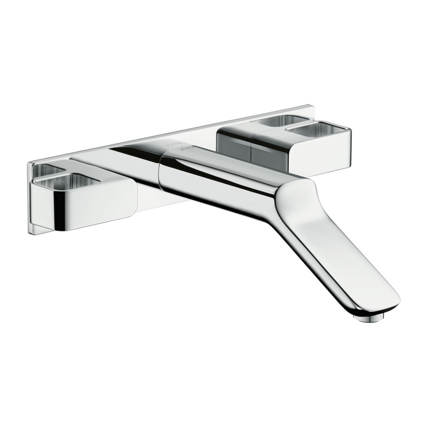 Immagine di Axor URQUIOLA rubinetteria 3 fori lavabo, ad incasso a parete, con bocca d'erogazione 22,8 cm, finitura cromo 11043000