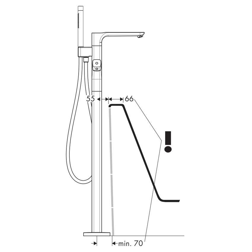 Immagine di Axor URQUIOLA miscelatore termostatico vasca, a pavimento, finitura cromo 11422000