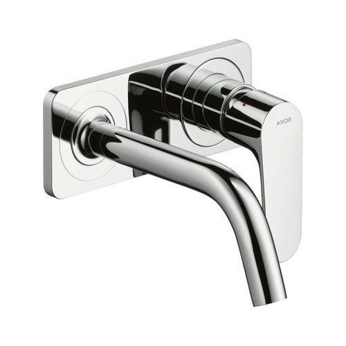 Immagine di Axor CITTERIO M miscelatore monocomando, ad incasso a parete, con bocca d'erogazione 16,7 cm e piastrina, finitura cromo 34112000