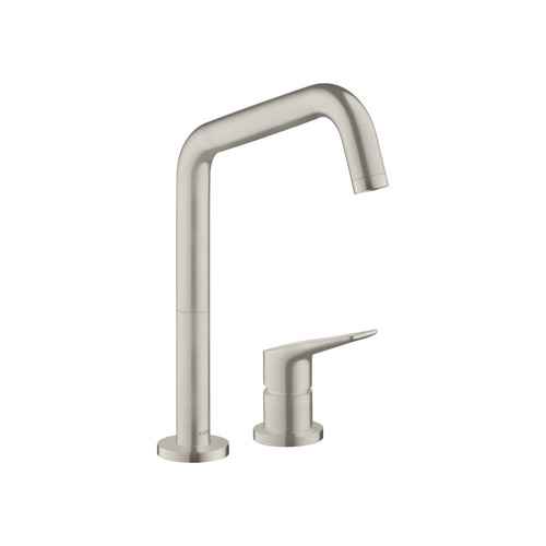 Immagine di Axor CITTERIO M rubinetteria cucina 2 fori 240, con bocca d'erogazione orientabile, finitura acciaio inox 34820800
