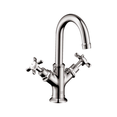 Immagine di Axor MONTREUX miscelatore lavabo 2 maniglie 160, con maniglie a croce e set di scarico pop-up, finitura cromo 16505000