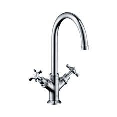 Immagine di Axor MONTREUX miscelatore lavabo 2 maniglie 210, con maniglie a croce e set di scarico, finitura cromo 16506000