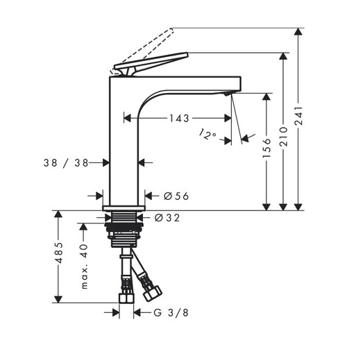 Immagine di Axor CITTERIO miscelatore monocomando lavabo 160, con maniglia a leva e set di scarico, finitura cromo 39024000