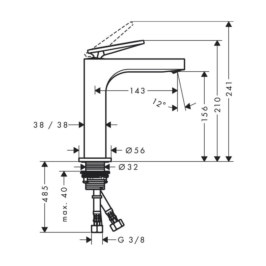 Immagine di Axor CITTERIO miscelatore monocomando lavabo 160, con maniglia a leva e set di scarico, finitura cromo 39024000