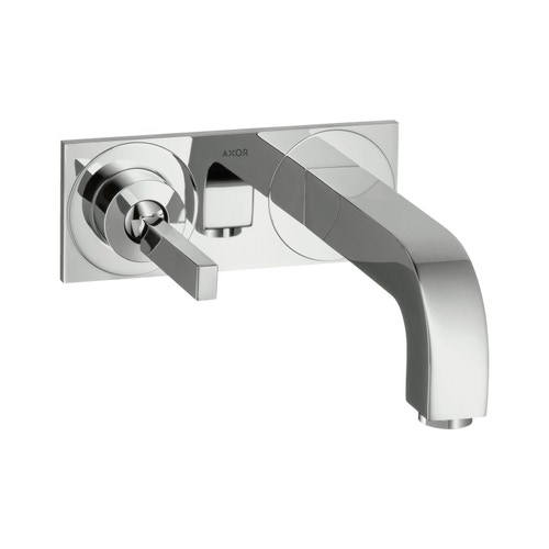 Immagine di Axor CITTERIO miscelatore monocomando lavabo, ad incasso a parete, con bocca d'erogazione 16 cm e piastrina, finitura cromo 39112000