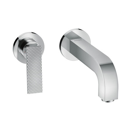 Immagine di Axor CITTERIO miscelatore monocomando lavabo, ad incasso a parete, con maniglia a leva, bocca 22 cm, piastrine e taglio romboidale, finitura cromo 39181000