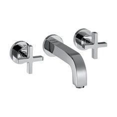 Immagine di Axor CITTERIO rubinetteria 3 fori lavabo, ad incasso a parete, con bocca d'erogazione 16,2 cm, con maniglie a croce e piastrine, finitura cromo 39313000
