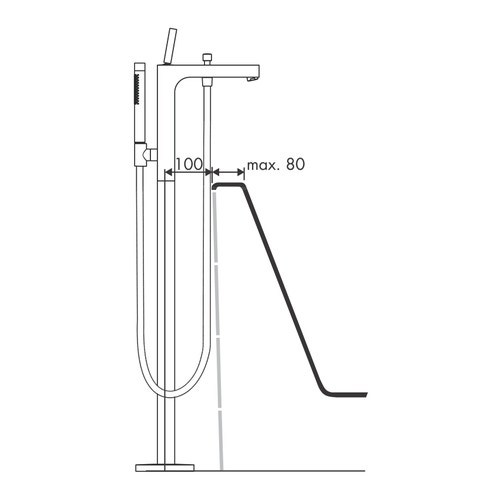 Immagine di Axor CITTERIO miscelatore monocomando vasca, a pavimento, finitura cromo 39451000