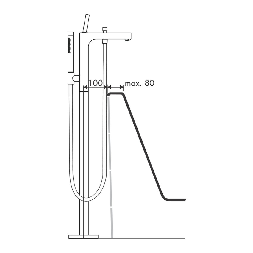 Immagine di Axor CITTERIO miscelatore monocomando vasca, a pavimento, finitura cromo 39451000
