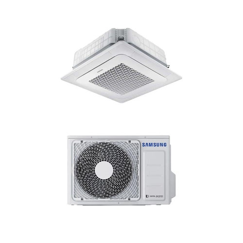 Immagine di Samsung CASSETTA 4 VIE MINI WINDFREE ALTA EFFICIENZA Climatizzatore a cassetta monosplit inverter | unità esterna 3.5 kW unità interna 12000 BTU AC035BNNPKG/EU+AC035BXAPKG/EU