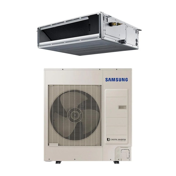 Immagine di Samsung CANALIZZABILE MEDIA PREVALENZA R32 ALTA EFFICIENZA Climatizzatore canalizzabile monosplit inverter | unità esterna 10 kW trifase unità interna 35000 BTU AC100BXAPNG/EU+AC100BNMPKG/EU