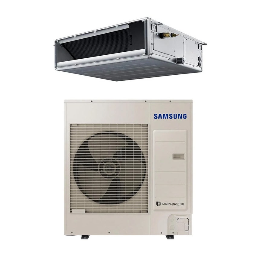 Immagine di Samsung CANALIZZABILE MEDIA PREVALENZA R32 Climatizzatore canalizzabile monosplit inverter | unità esterna 12 kW trifase unità interna 40000 BTU AC120RXADNG/EU+AC120RNMDKG/EU