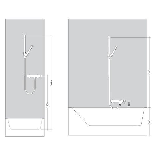 Immagine di Axor UNO set doccia 0.90 m, con doccetta 120, da 3 jet, finitura cromo 27987000