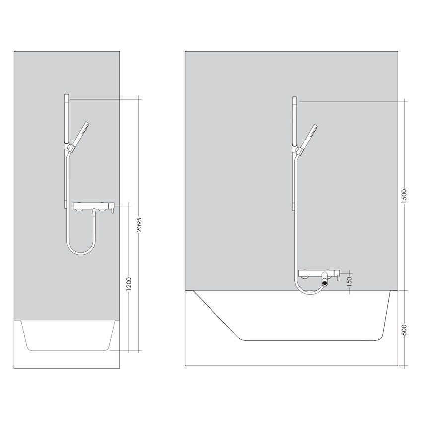 Immagine di Axor UNO set doccia 0.90 m, con doccetta 120, da 3 jet, finitura cromo 27987000