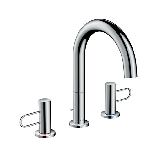 Immagine di Axor UNO rubinetteria 3 fori lavabo 160, con maniglie a staffa e set di scarico pop-up, finitura cromo 38054000