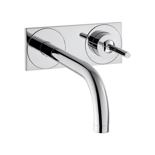 Immagine di Axor UNO miscelatore monocomando lavabo, ad incasso a parete, con bocca d'erogazione 22,5 cm e piastrine, finitura cromo 38115000