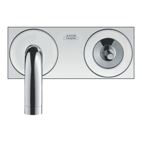 Immagine di Axor UNO miscelatore monocomando lavabo, ad incasso a parete, con bocca d'erogazione 22,5 cm e piastrine, finitura cromo 38115000