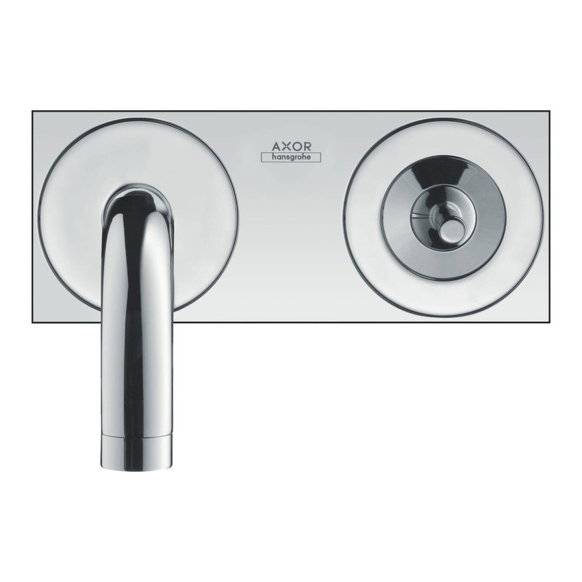 Immagine di Axor UNO miscelatore monocomando lavabo, ad incasso a parete, con bocca d'erogazione 22,5 cm e piastrine, finitura cromo 38115000