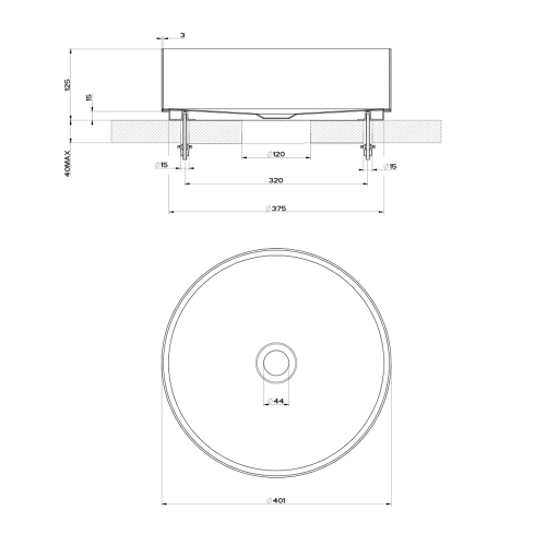 Immagine di Gessi TOTAL LOOK lavabo in acciaio Ø40 cm, d'appoggio, senza troppopieno, finitura copper brushed PVD 54601#708