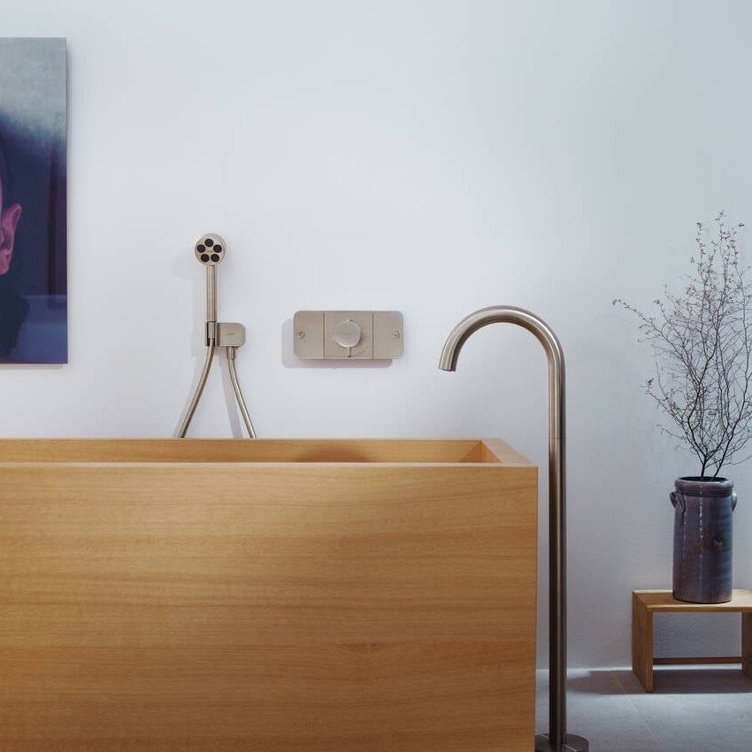 Immagine di Axor UNO bocca d'erogazione vasca, curva, a pavimento, finitura nichel spazzolato 38412820