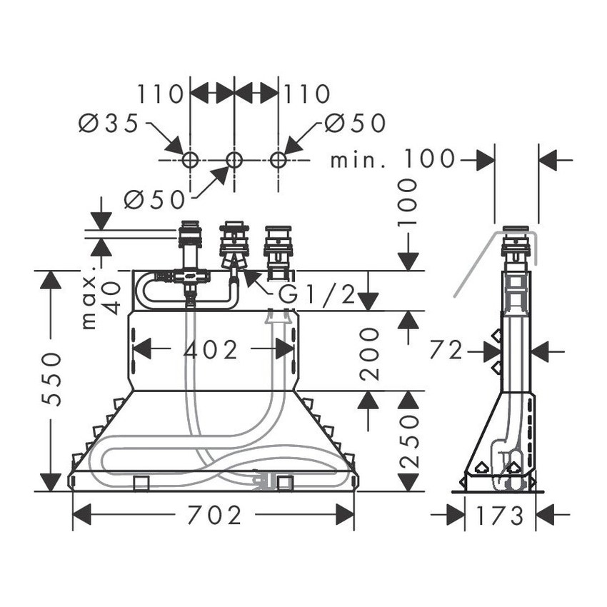 Immagine di Axor Corpo incasso per rubinetteria 3 fori bordo vasca 15485180