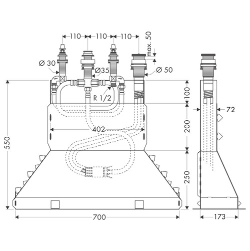 Immagine di Axor Corpo incasso per rubinetteria 4 fori bordo vasca 15480180