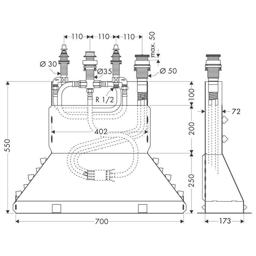 Immagine di Axor Corpo incasso per rubinetteria 4 fori bordo vasca 15480180