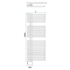 Immagine di Irsap JAZZ ELETTRICO scaldasalviette attacco sinistro 28 tubi, 2 intervalli, H.129 L.50 P.6,7 cm, con resistenza Wi-Fi, colore bianco JLM050E01IR01NNN01