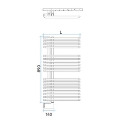 Immagine di Irsap JAZZ ELETTRICO scaldasalviette attacco sinistro 18 tubi, 2 intervalli H.89 L.50 P.6,7 cm, con resistenza Wi-Fi, colore bianco JLS050E01IR01NNN01