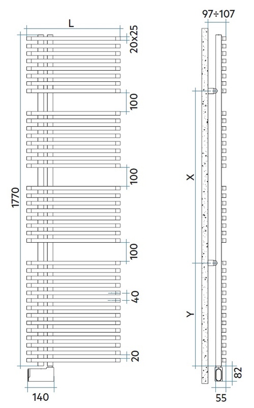Immagine di Irsap JAZZ ELETTRICO scaldasalviette attacco sinistro 38 tubi, 3 intervalli H.177 L.50 P.6,7 cm, con resistenza Wi-Fi, colore bianco JLG050E01IR01NNN01