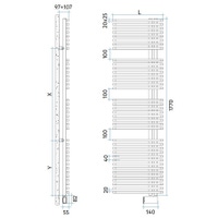 Immagine di Irsap JAZZ ELETTRICO scaldasalviette attacco destro 38 tubi, 3 intervalli H.177 L.50 P.6,7 cm, con resistenza Wi-Fi, colore bianco JRG050E01IR01NNN01