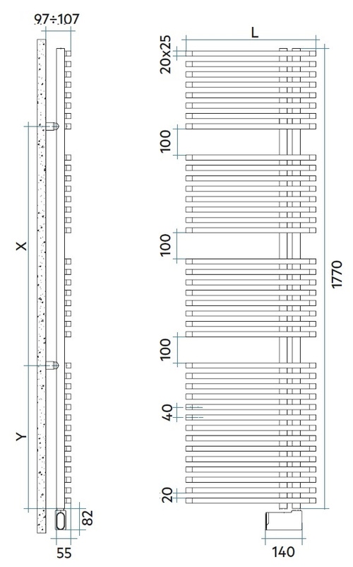 Immagine di Irsap JAZZ ELETTRICO scaldasalviette attacco destro 38 tubi, 3 intervalli H.177 L.50 P.6,7 cm, con resistenza Wi-Fi, colore bianco JRG050E01IR01NNN01