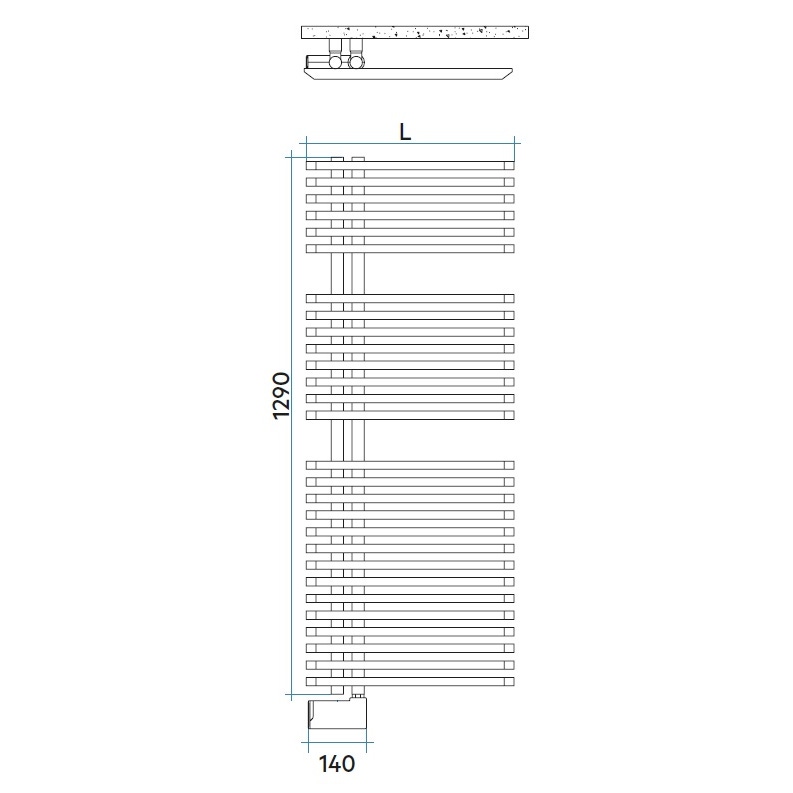 Immagine di Irsap JAZZ ELETTRICO scaldasalviette attacco sinistro 28 tubi, 2 intervalli, H.129 L.50 P.6,7 cm, con resistenza Wi-Fi, colore nero grafite finitura ruvido JLM050E18IR01NNN01
