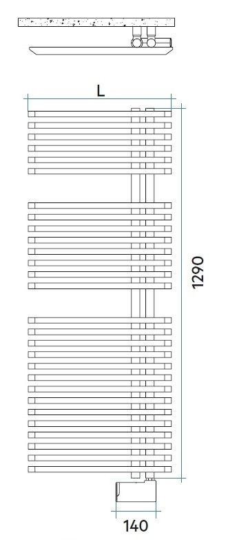 Immagine di Irsap JAZZ ELETTRICO scaldasalviette attacco destro 28 tubi, 2 intervalli, H.129 L.50 P.6,7 cm, con resistenza Wi-Fi, colore bianco JRM050E01IR01NNN01