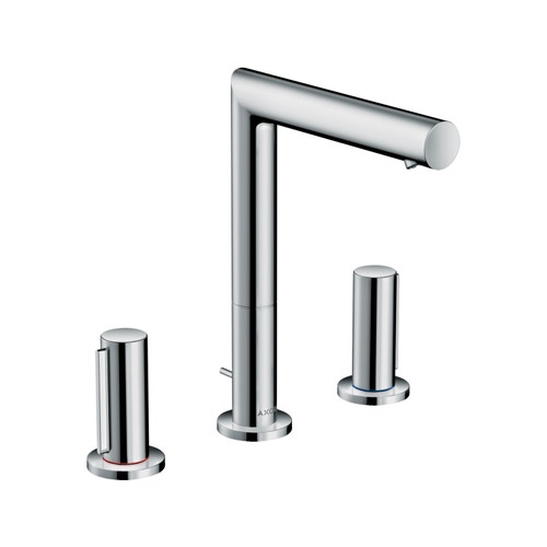 Immagine di Axor UNO rubinetteria 3 fori lavabo 200, con maniglia zero e set di scarico pop-up, finitura cromo 45133000